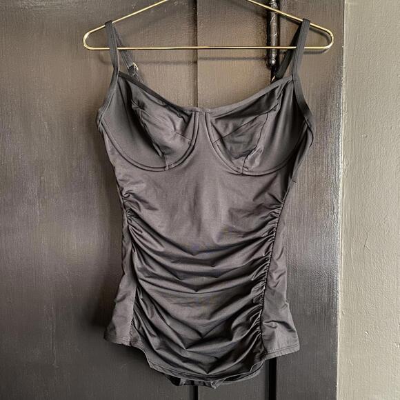 Sorella Swim Black One Piece Swimsuit Ruched Women Size 10 - 12 - Picture 1 of 8